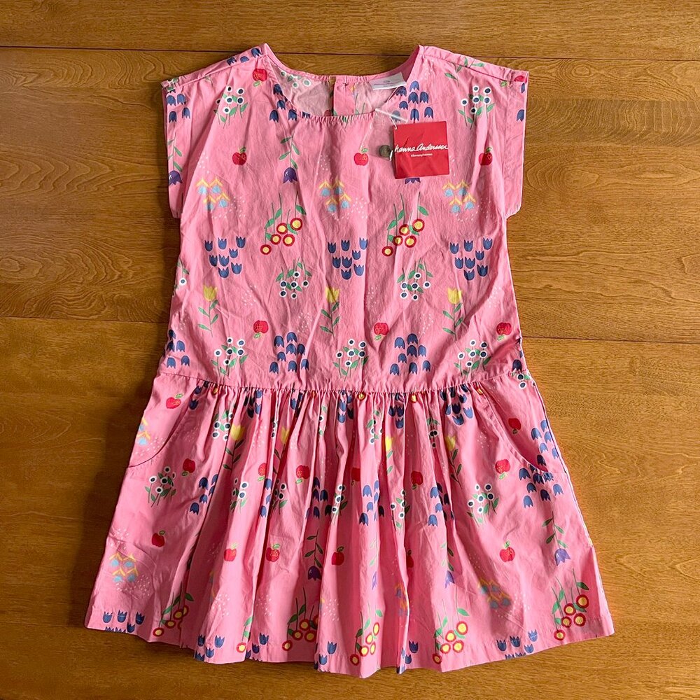 Hanna Andersson pink floral cotton dress 130 NWT